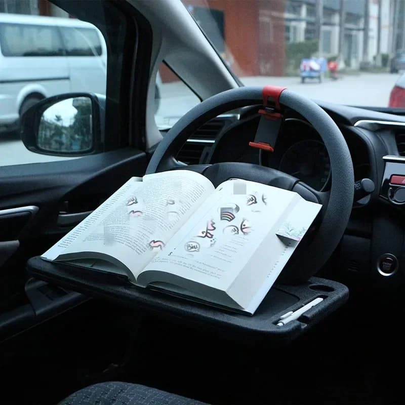 حامل مكتب كمبيوتر محمول سيارة محمول حامل أكل عمل حامل طاولة طعام عجلة قيادة سيارة صينية طعام قهوة - 5