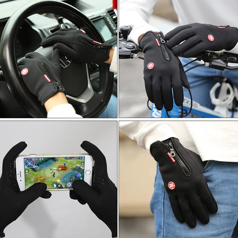 Winter Cycling Gloves Men Women Motorcycle Fleece Sport Zipper Autumn Touch Screen Warm Water-Repellent Windproof Non-slip Glove - 6