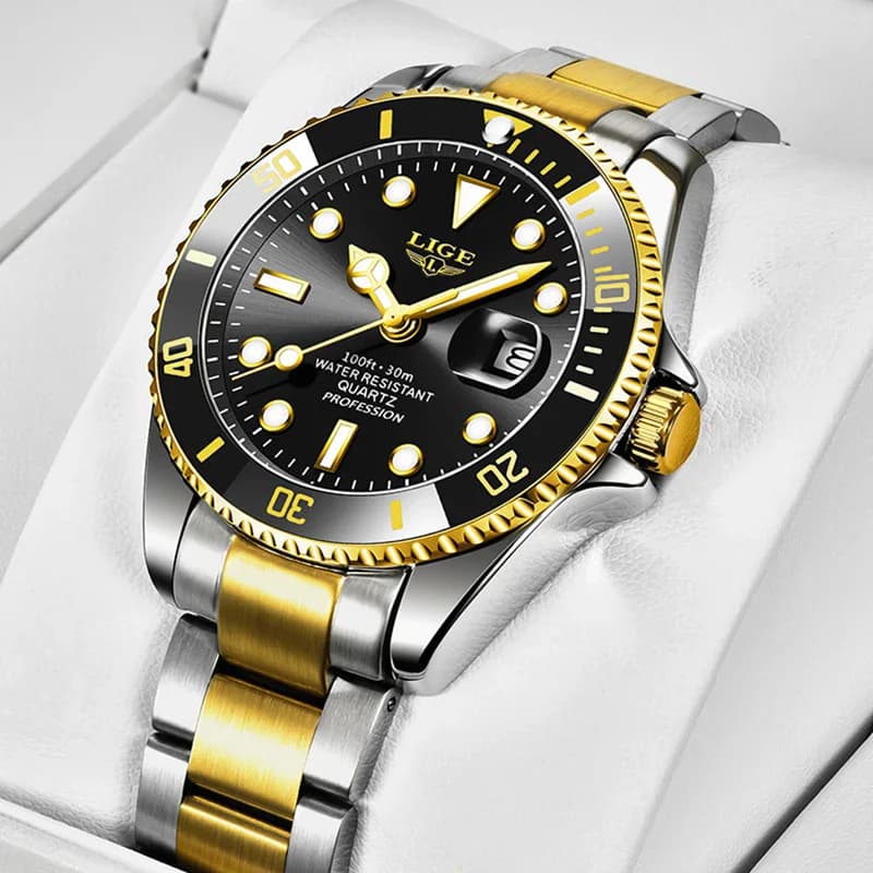 LIGE Men's Luxury Diver Watch 30ATM Waterproof Quartz Wristwatch with Date Sport Clock Top Brand Fashion Relogio Masculino - 2