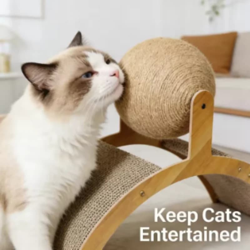 2 In 1 Wooden Cat Scratching Ball Sisal Scratch Board Durable Grinding Paw Toy Solid Wood Scraper For Cats Kittens Pet Supplies - 2