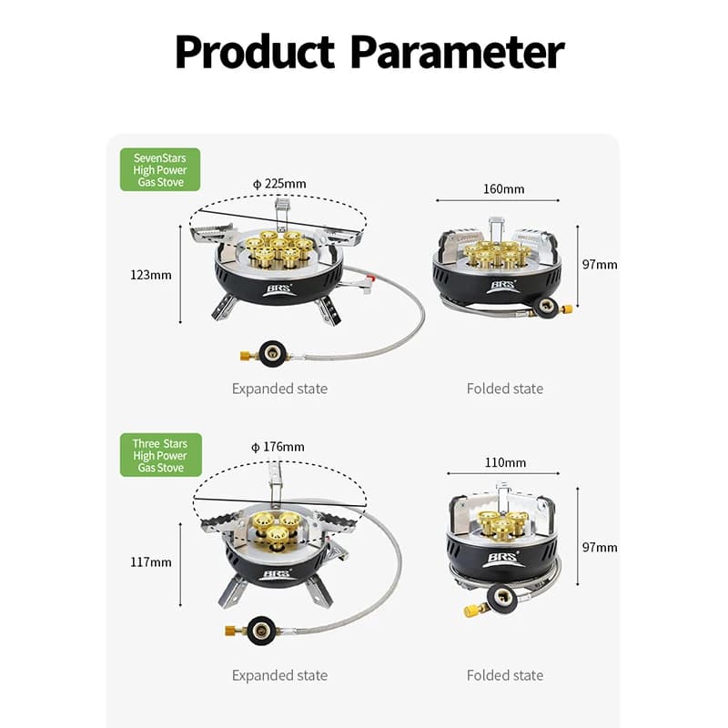 BRS 3/7-Core Camping Gas Stove High Power Portable Tourist Burner Outdoor Electronic Ignition Camping Furnace Picnic Equipment - 5