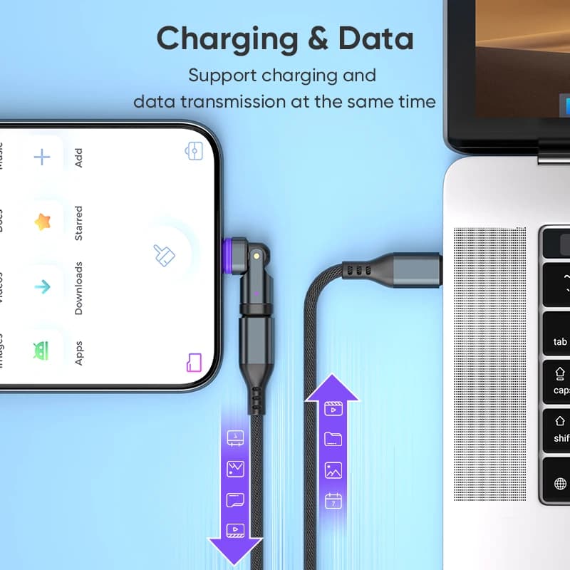 محول شحن سريع مغناطيسي USB-C بقوة 240 واط - كابل محول من النوع C أنثى لأجهزة ماك بوك/شاومي - 4