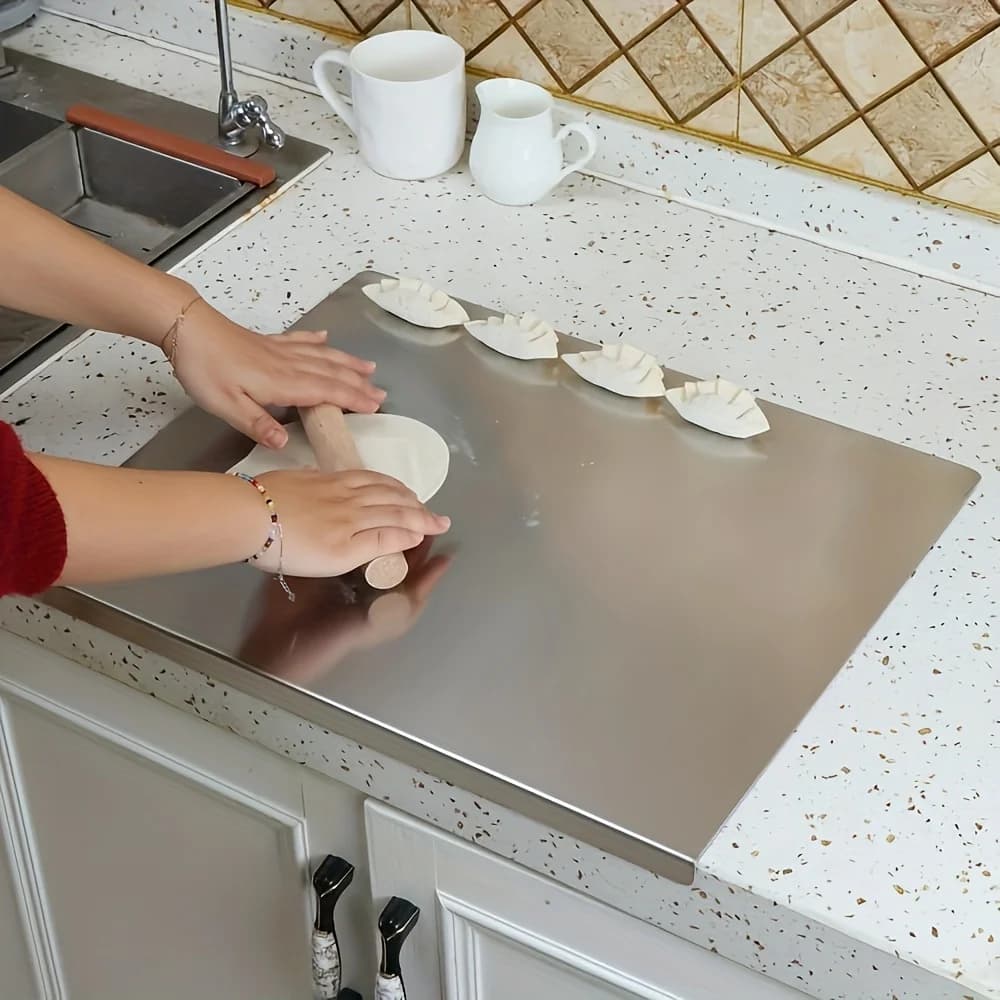 Stainless Steel Cutting Board - Heavy Duty Non-Slip for Meat, Vegetables & Baking | Easy Clean with Safety Lip - 2