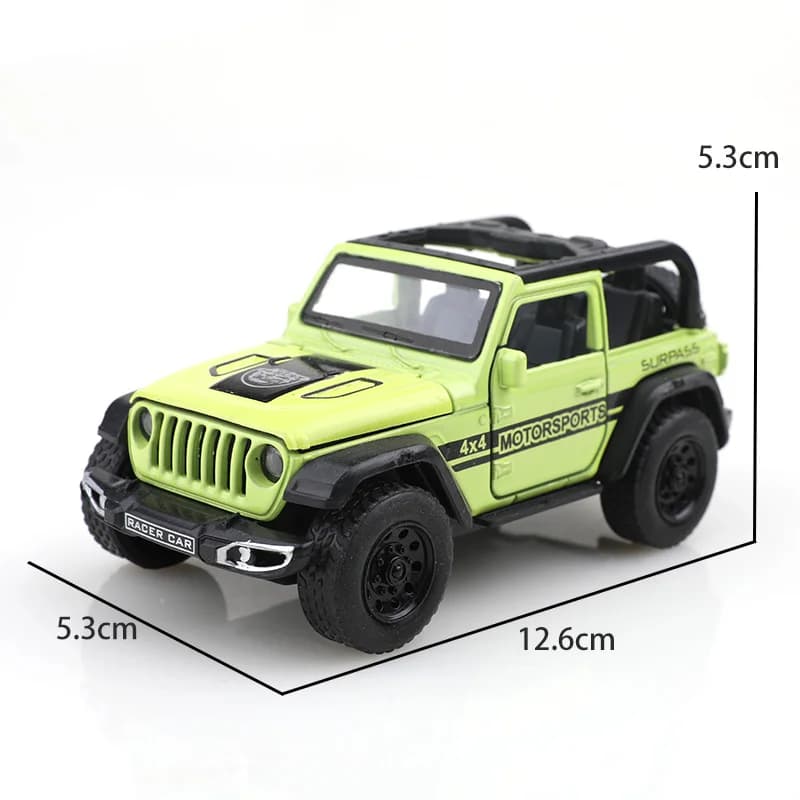 نموذج مركبة رانجلر طرق وعرة قابلة للتحويل مقياس 1:36، معدن مصبوب مع أبواب قابلة للفتح وخاصية التراجع - 5