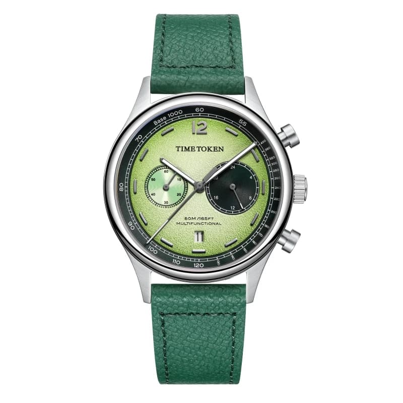 ساعة TIMETOKEN الجديدة T501GS للرجال، حركة Japan Miyota OS21، ميناء بطيخ، مقاومة للماء، كرونوغراف، تقويم، تصميم قبة ياقوت - 2