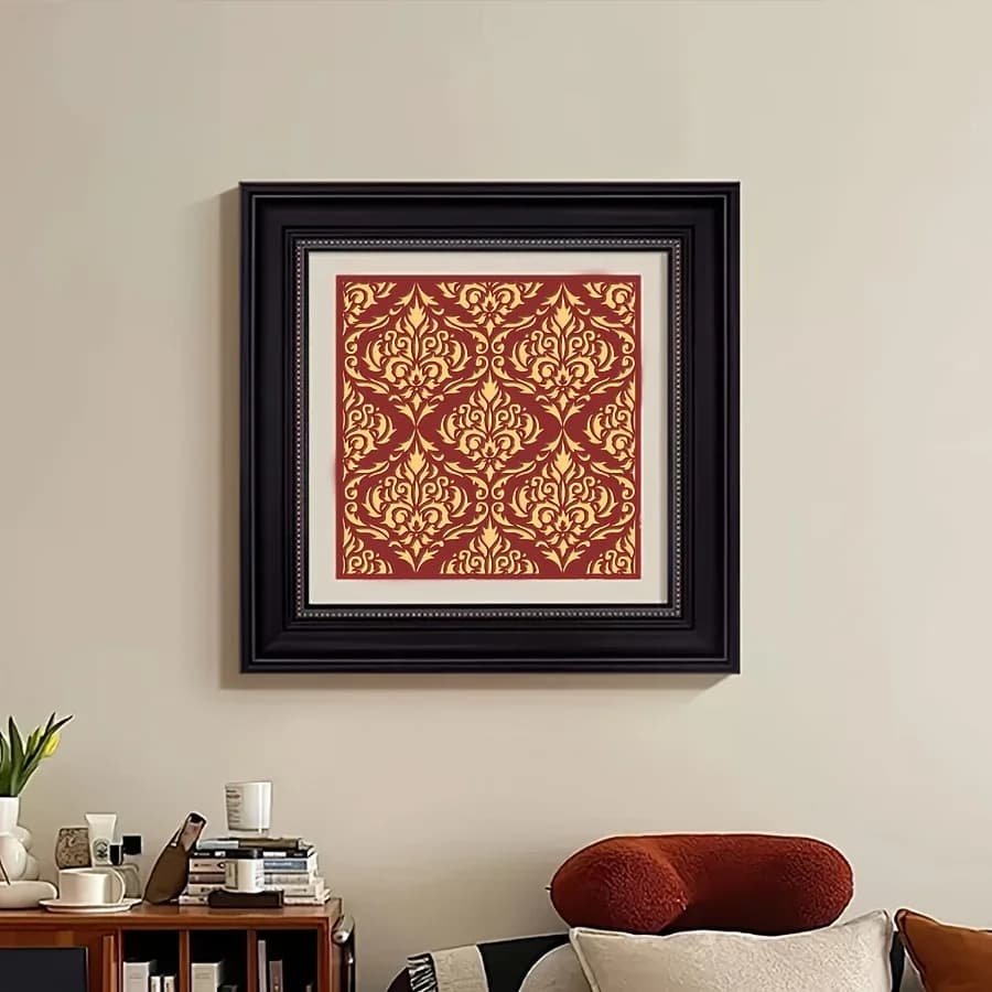 قالب داماسك، قالب PET معتم قابل لإعادة الاستخدام 12x12 بوصة لديكور الأثاث والجدران - 6