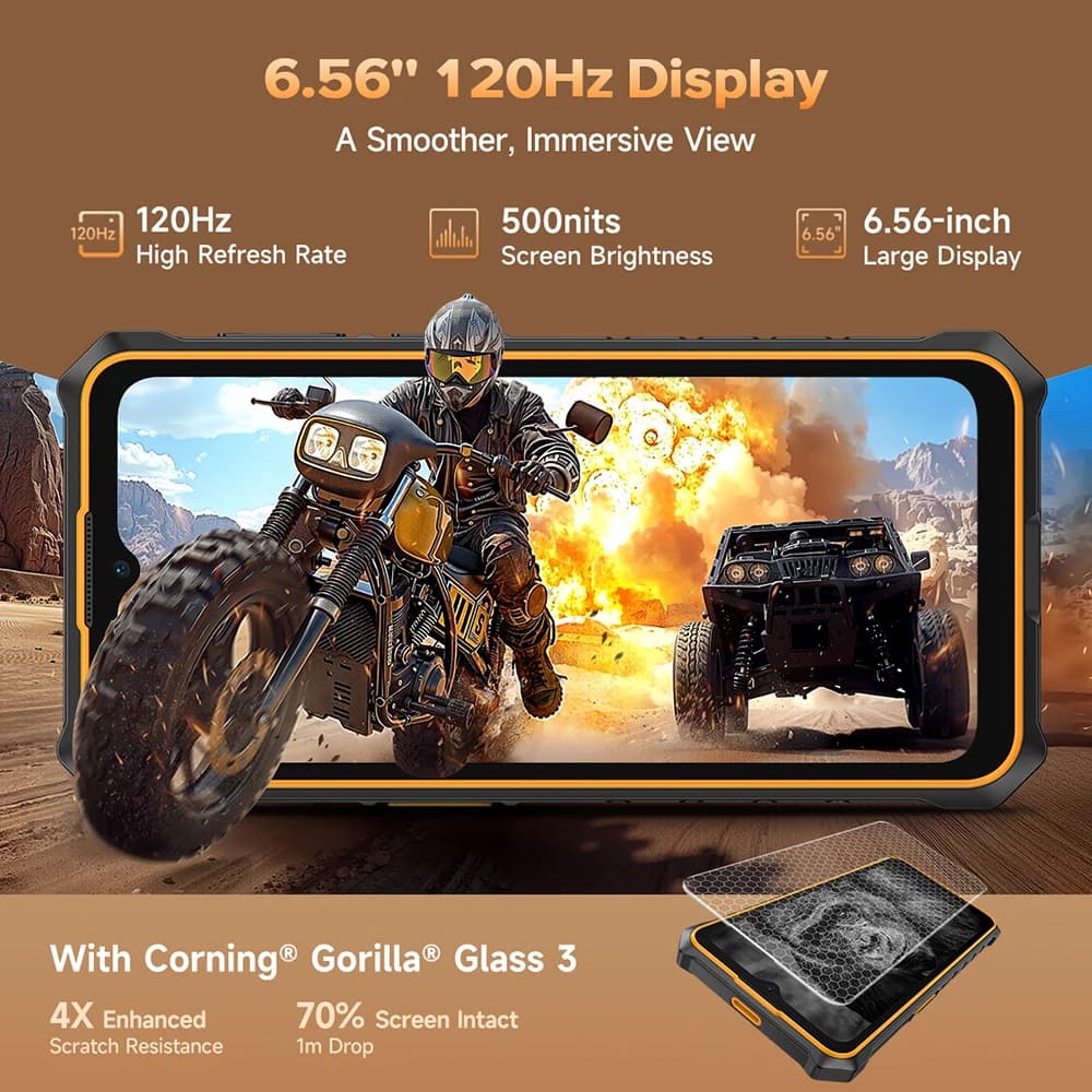 【World Premiere】Ulefone RugKing 3 Pro Rugged Phone 6.56" 120Hz 5700mAh  Android 15 Up to 16GB RAM，128GB ROM  NFC 4G  Global - 3