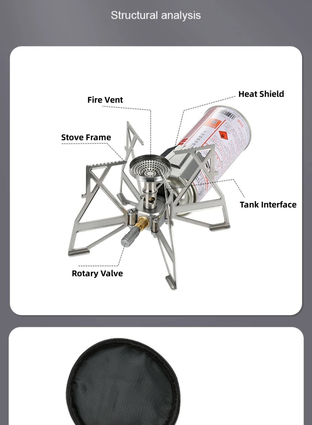 CAMPINGMOON وصول جديد XD-3-NE موقد بروبان وبيوتان محمول خفيف الوزن للتخييم مع حقيبة حمل - 5