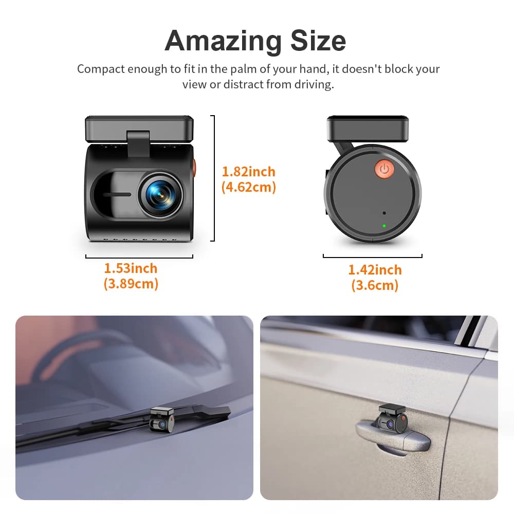 كاميرا سيارة KAWA MINI 3 Gen2، مسجل فيديو للسيارة، كاميرا DVR بدقة 2K مع واي فاي وتحكم عبر التطبيق/الصوت، رؤية ليلية محسنة - 6