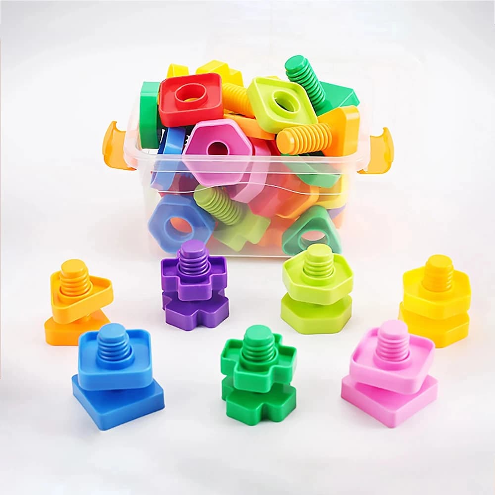 10/20pcs Set Screwing Building Blocks Creative Mosaic Puzzle Toys for Children Plastic Insert Nut Shape Boys Educational Toy - 2