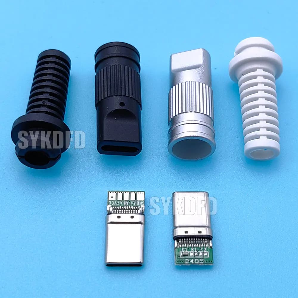 USB 3.1 Type-C ذكر 5 نقاط لحام لهاتف محمول شحن سريع 3A C إلى C مع وسادة لحام CC إصلاح DIY كابل شحن البيانات