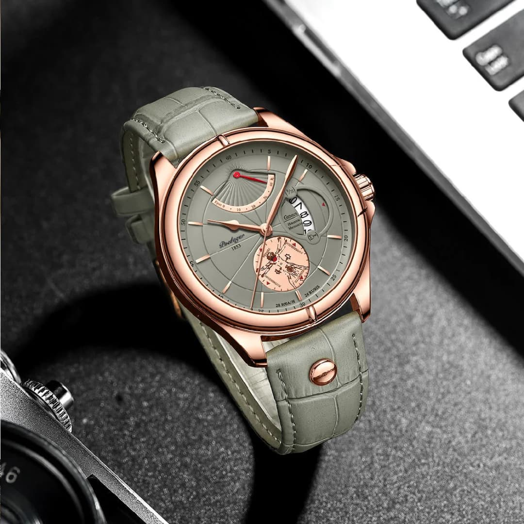 POEDAGAR Luxury Business Men's Quartz Wristwatch Waterproof Luminous Date Leather Man Watch Fashion Watches For Men Reloj Hombre - 6