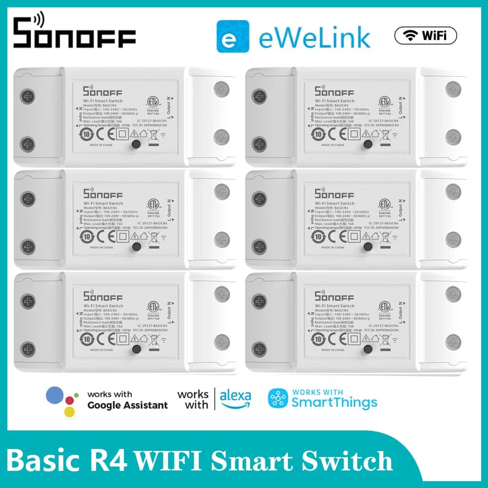 سونوف Basic R4 واي فاي DIY قاطع مفتاح ذكي تحكم عن بعد منزل ذكي تحكم عبر تطبيق eWeLink يعمل مع أليكسا جوجل هوم