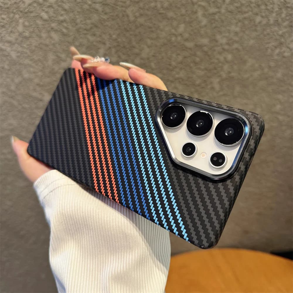 غطاء هاتف مغناطيسي فاخر من ألياف الكيفلار والكربون الملونة لسامسونج S26 وS24 وS25 ألترا وS23 بلس، متوافق مع الشحن اللاسلكي ماجسيف - 2