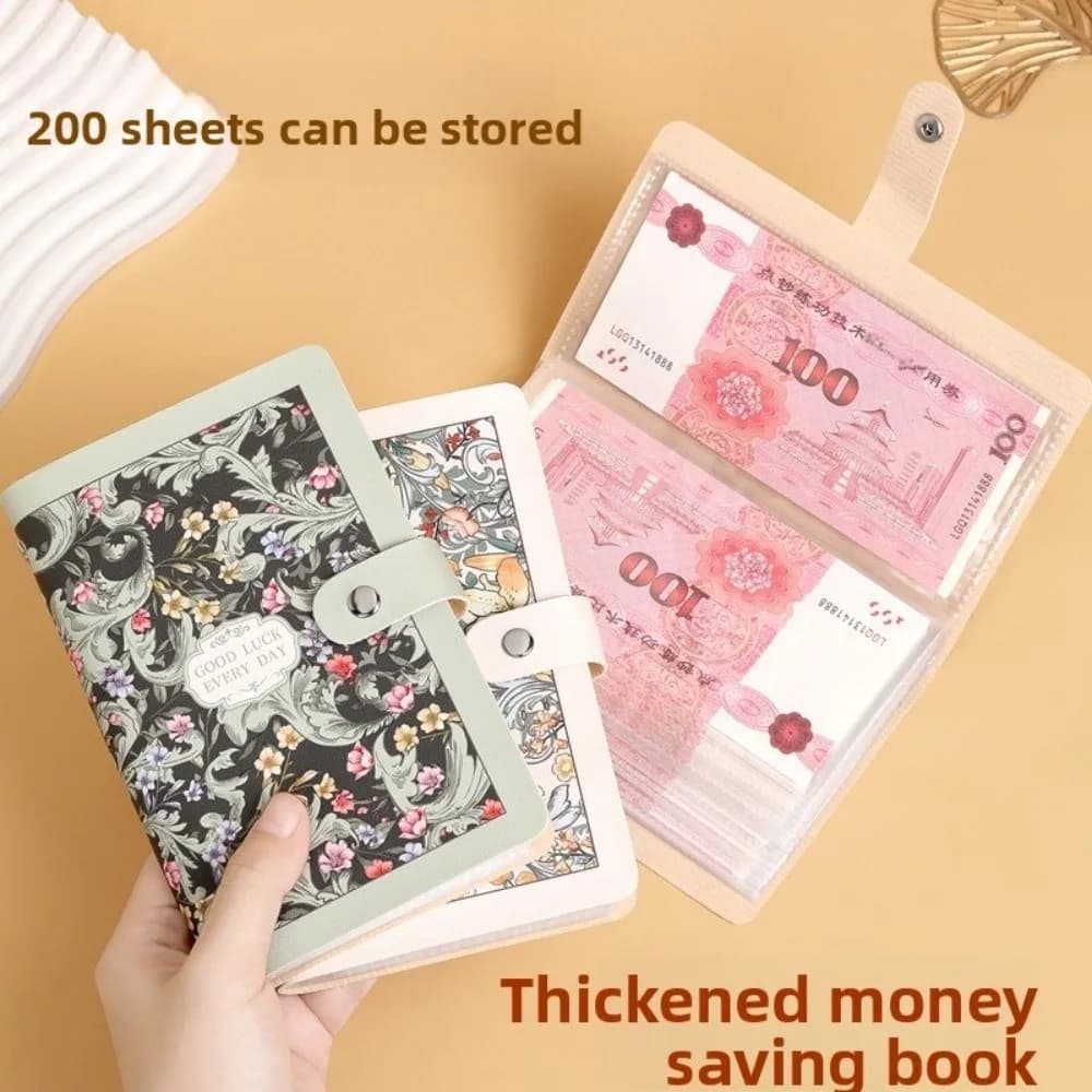 Reusable Large Capacity 100 Envelopes Money Saving Challeng Waterproof PU Budget Money Notebook Save Money Cash Storage Book - 2