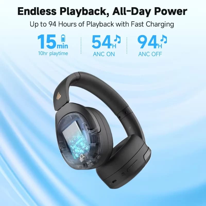 سماعات الرأس اللاسلكية Edifier W830NB بلوتوث 5.4 إلغاء الضوضاء النشط دقة عالية فوق الأذن LDAC قابلة للطي -45dB ANC 94 ساعة - 4