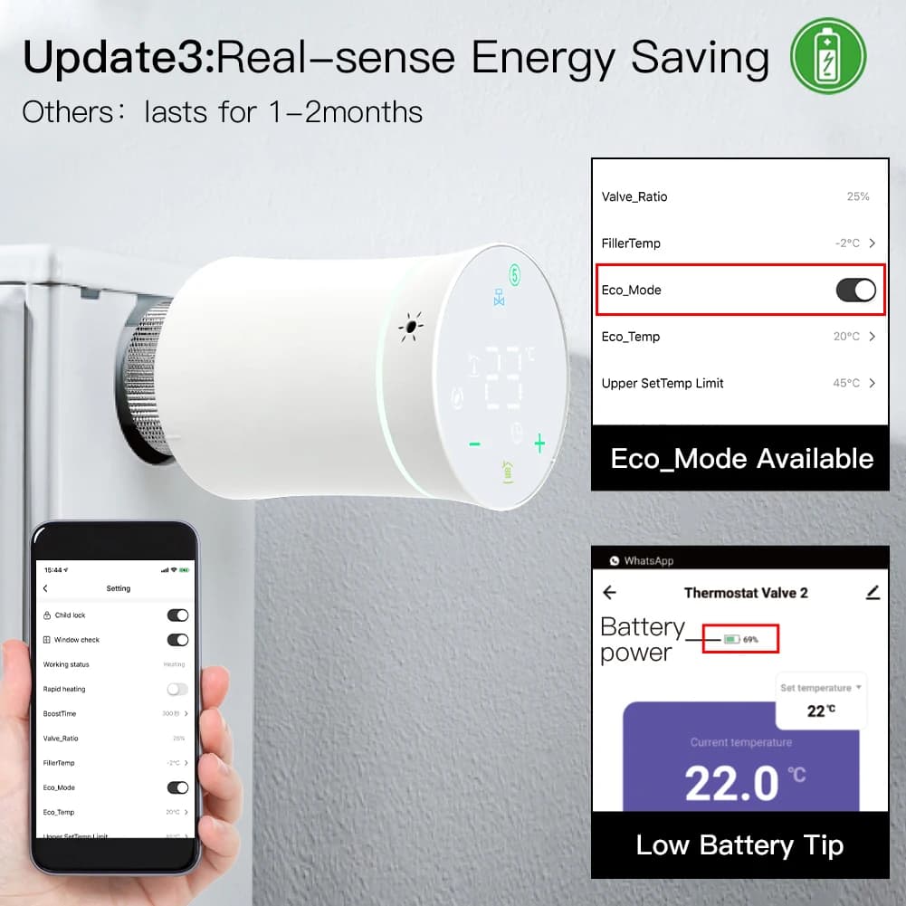 مويس تيا زيغبي3.0 صمام مشغل رادياتير جديد ترموستات ذكي قابل للبرمجة للتحكم في درجة الحرارة مع التحكم الصوتي لأليكسا - 5