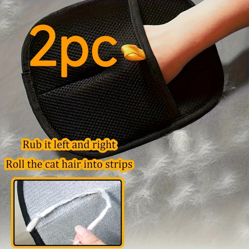 2Pcs Upgraded Pet Shedding Gloves — Five-Finger Reusable Hair Remover for Cats & Dogs - 3