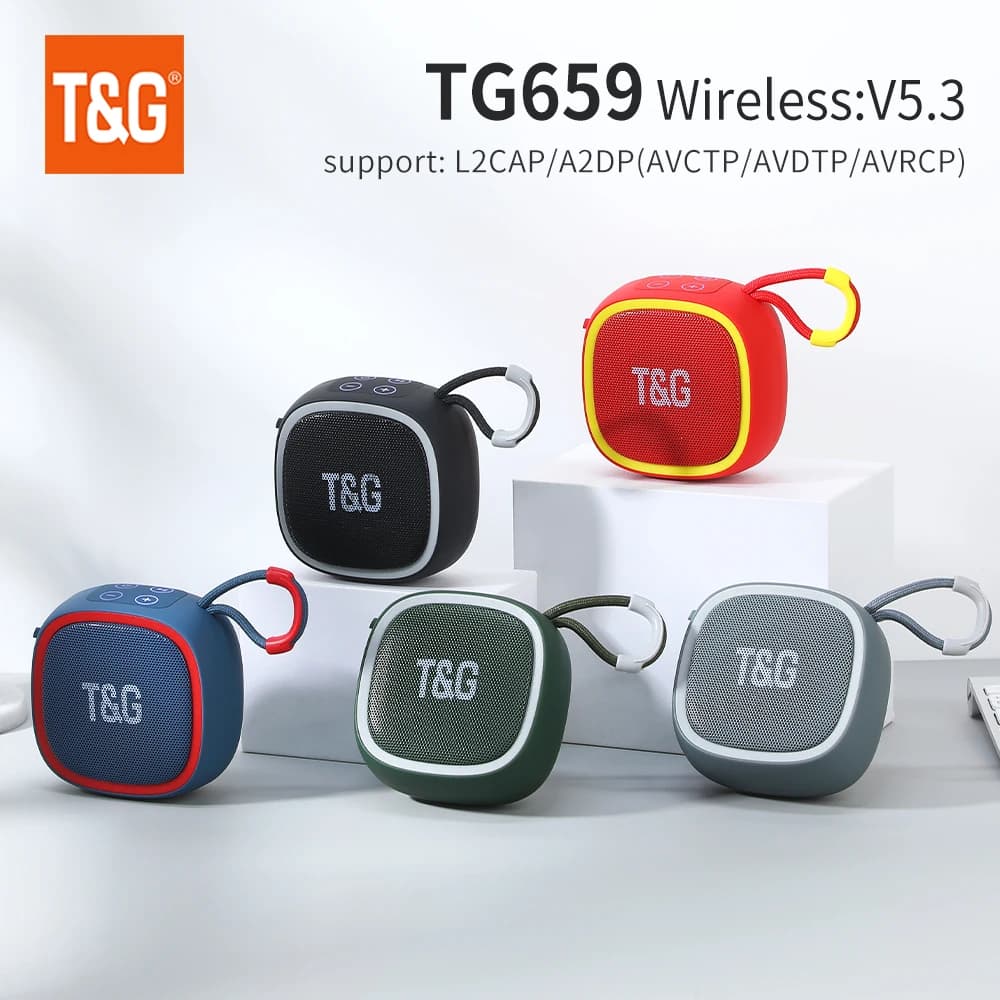 سماعة بلوتوث صغيرة محمولة لاسلكية سماعات قوية TWS BT 5.3 صندوق صوت HIFI مكبر صوت يدعم بطاقة TF راديو TG659 - 2