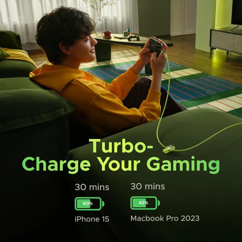 كابل USB-C إلى USB-C من UGREEN إصدار Genshin Impact بقوة 100 واط للشحن السريع لهواتف سامسونج وآيفون 16 و15 - 5