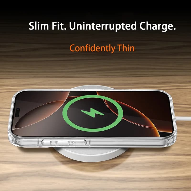 حافظة هاتف مغناطيسية رفيعة مقاومة للصدمات لهاتف آيفون 17 Air و16e و15 و14 و13 Pro Max متوافقة مع غطاء شحن لاسلكي Magsafe - 4