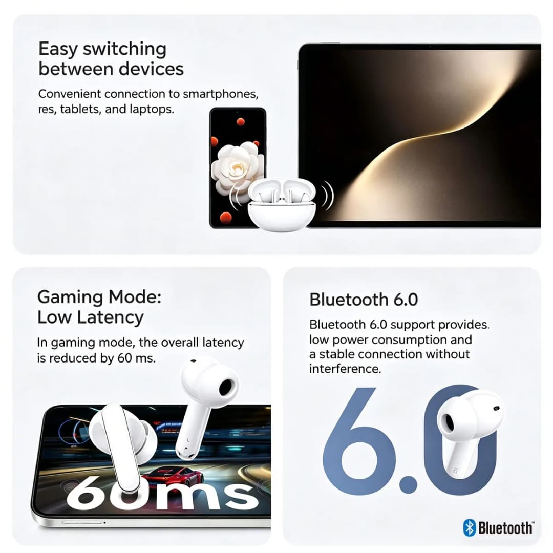 Original HONOR CHOICE Earbuds X8 TWS Earphones 50dB ANC Bluetooth 6.0 Up to 44H Total Battery Life IP54 - 4