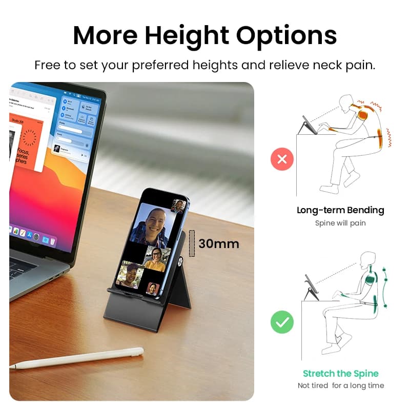 UGREEN Phone Stand Holder Desk Cell Phone Dock Stand for iPhone 16 15 14 Pro Max Adjustable Foldable Mobile Phone Holder Stand - 2