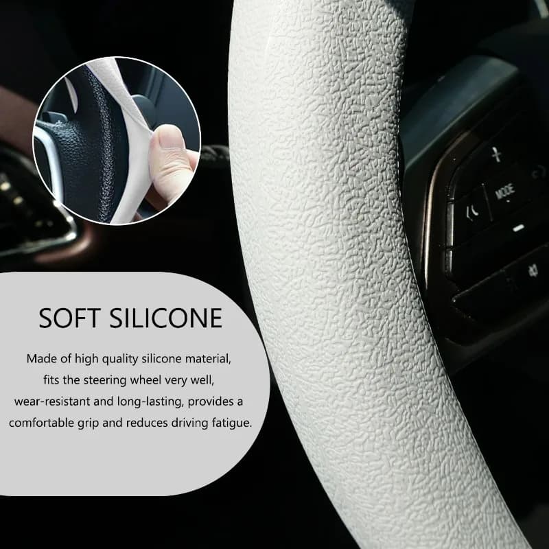 Car Steering Wheel Cover Universal for Round & D-Shaped 32cm Wheels Comfort Grip All Seasons Silicone Non-Slip Sweat-Absorbent - 5
