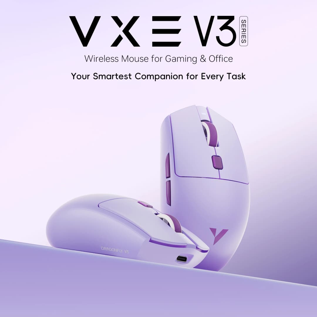 ماوس ألعاب بلوتوث ATK VXE Dragonfly V3 PRO PAW3395SE 2.4G لاسلكي لإي سبورتس قابل لإعادة الشحن خفيف الوزن مريح