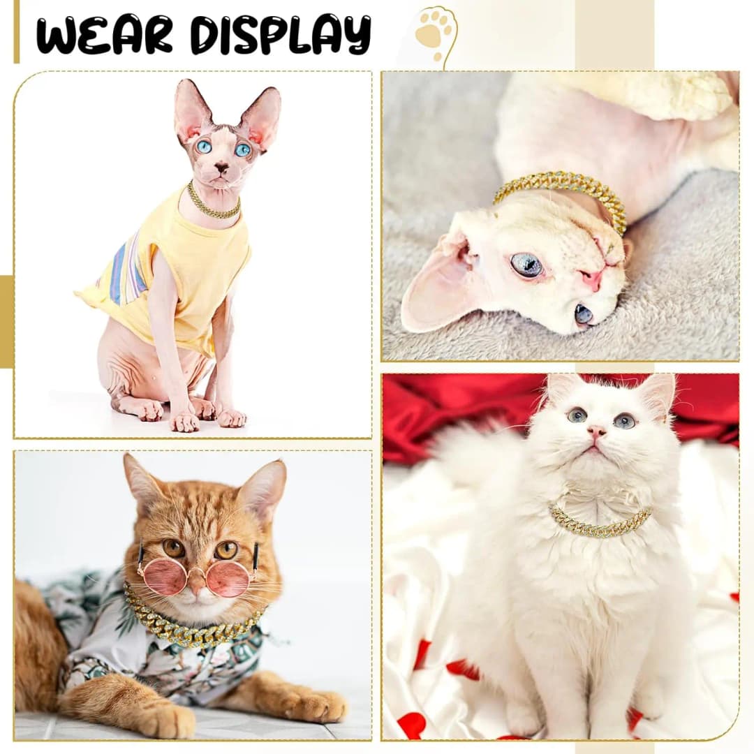 طوق كلب فاخر بسلسلة ذهبية، قلادة مجوهرات للحيوانات الأليفة، مناسب للكلاب والقطط الصغيرة والمتوسطة والكبيرة - 5