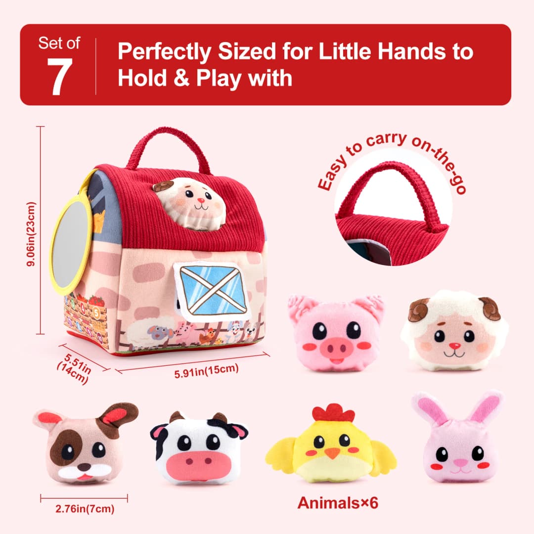 Baby Soft Plush Animals Farm Simulated Farm Animals House Set with Sound Animals Cognition Hand-eye Coordination Training Toys - 2