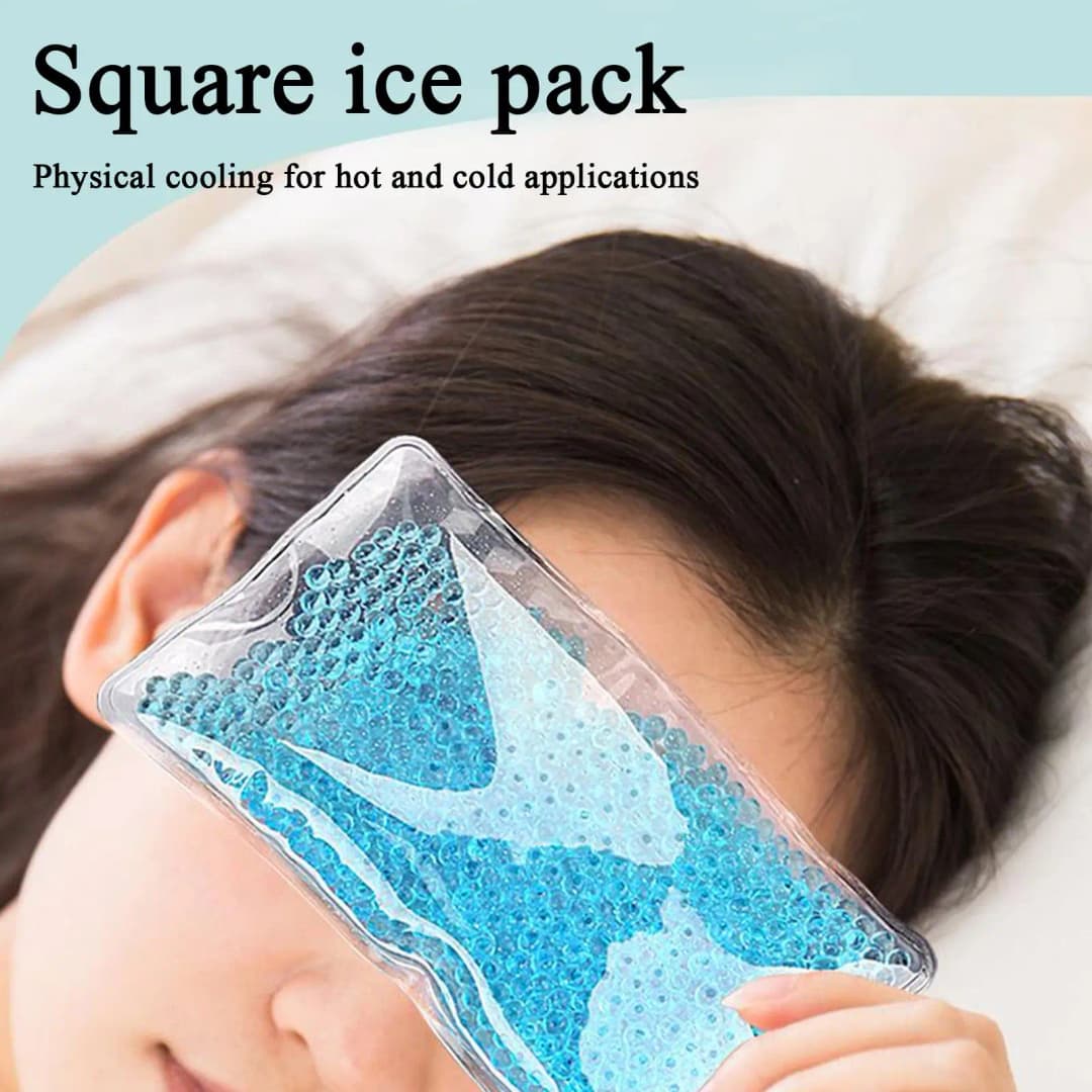 Gel Ice Packs Square Hot/Cold Gel Bead Migraine Wrap Ice Pack for Shoulder Neck Elbow Back Arm Knee Recovery Cooling Ice Wrap - 5