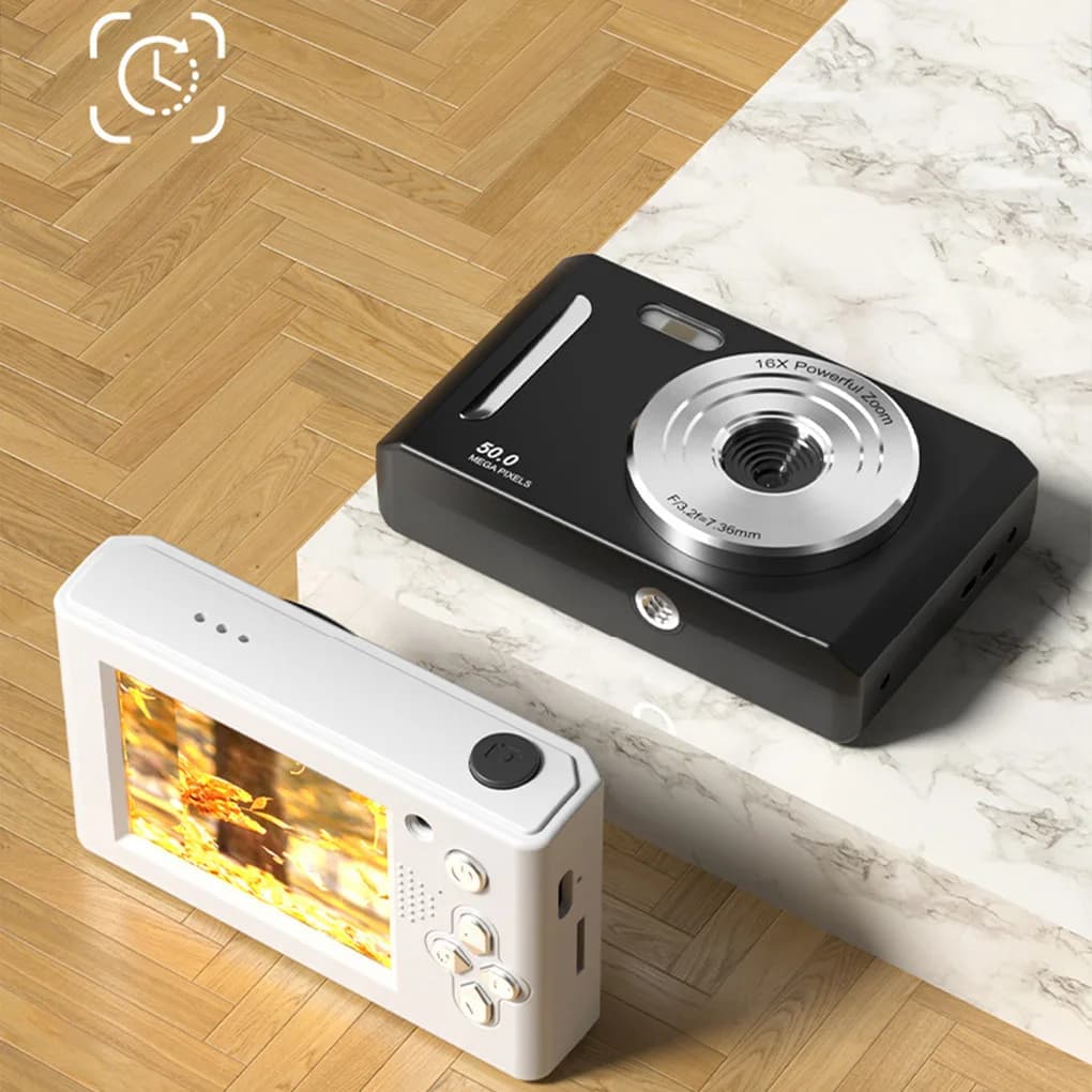 كاميرا رقمية 4K، فلاش مزدوج، 50 مليون بكسل HD، CCD كلاسيكية، محمولة، تركيز تلقائي - 5