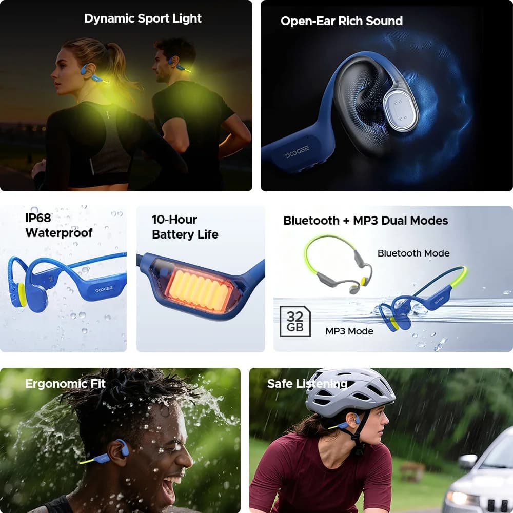 DOOGEE BoneBeat Swim Ray Bone Conduction Ear Hook Earphone Bluetooth 6.0 Waterproof Wireless Headphones Headset For Swimming - 2
