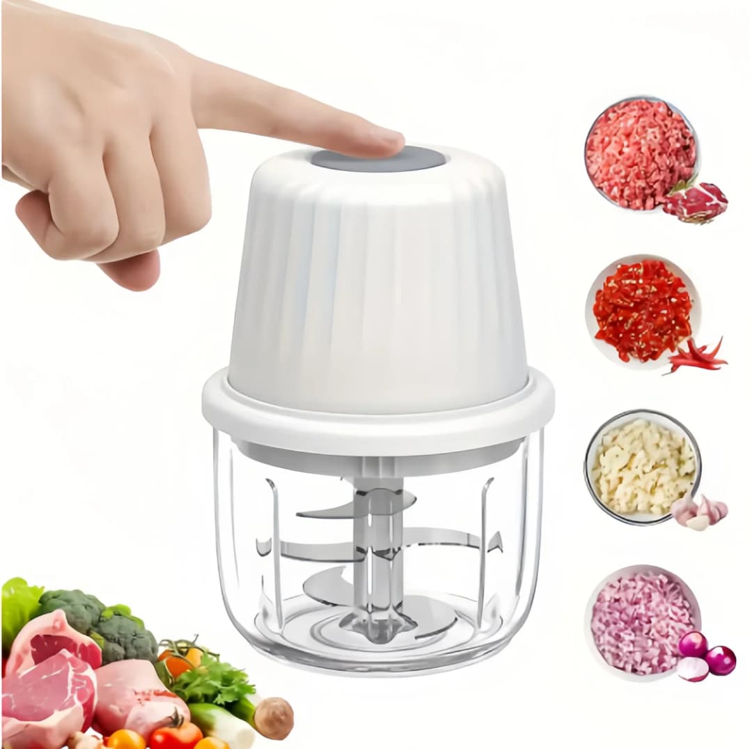 Cordless Electric Food Chopper, 350ml Mini Processor with 304 Stainless Steel Blade & Isolation Plate, for Garlic, Meat, Veggies