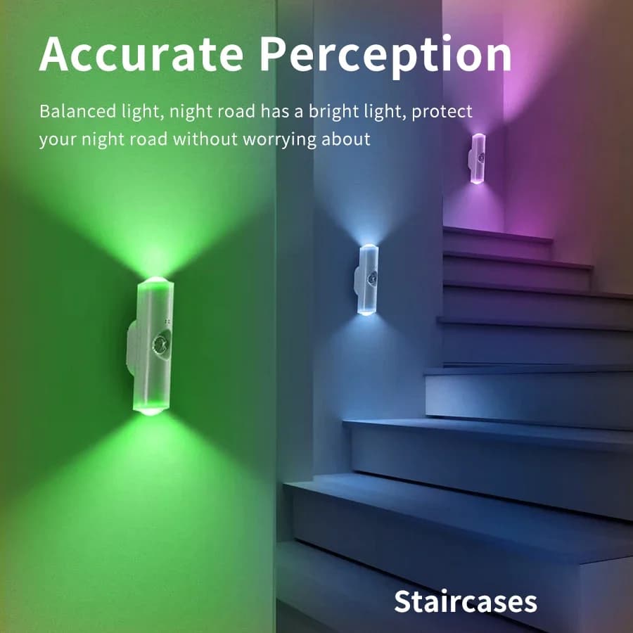 Smart RGB Gradient Wall Light Motion Sensor Magnetic Rechargeable Wall Sunset Lamp for Bedroom Closet Garden Room Decoration - 5