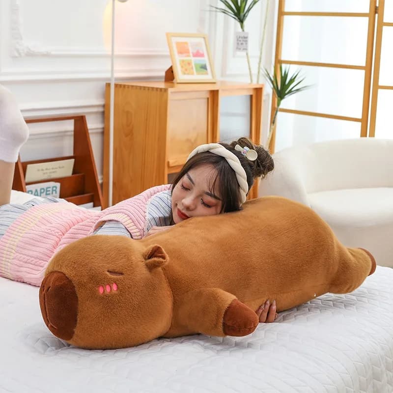 Kawaii Capybara Plush Toy Stuffed Capibara Fluffy Doll Long Sleep Soft Pillow Sofa Cushion Nap Sleeping Toys for School  Xmas - 6