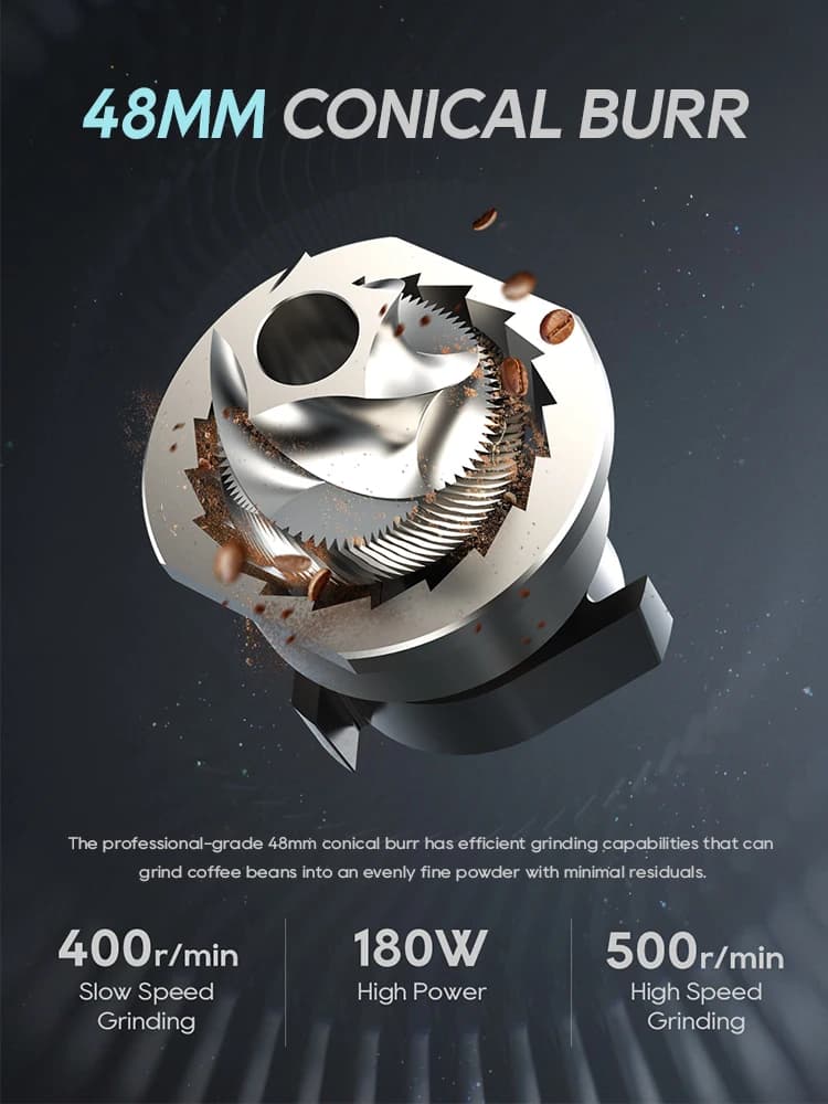 مطحنة قهوة كهربائية HiBREW G5، 48 مم، مطحنة حبوب قهوة محمولة ومدمجة للمطبخ، لقهوة الإسبريسو والتركية - 4