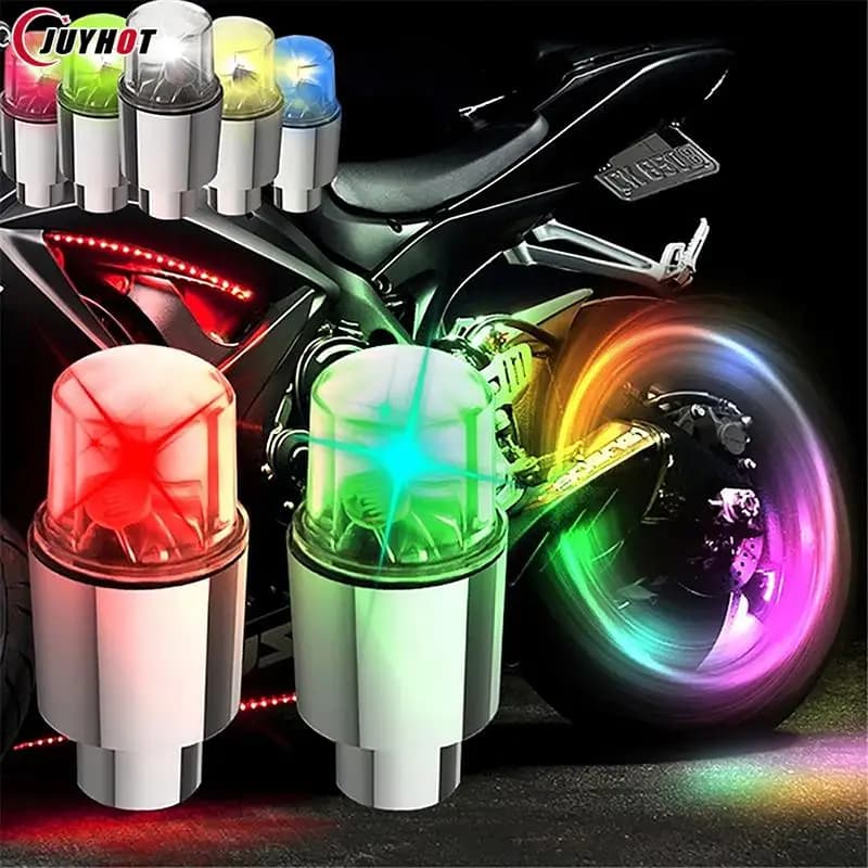Neon Bicycle Valve Lamp Car Motorcycle Color Cool LED Wheel Tire Light Bike Valve Caps Skull Gem Flash Hot Wheels Spoke Light - 2