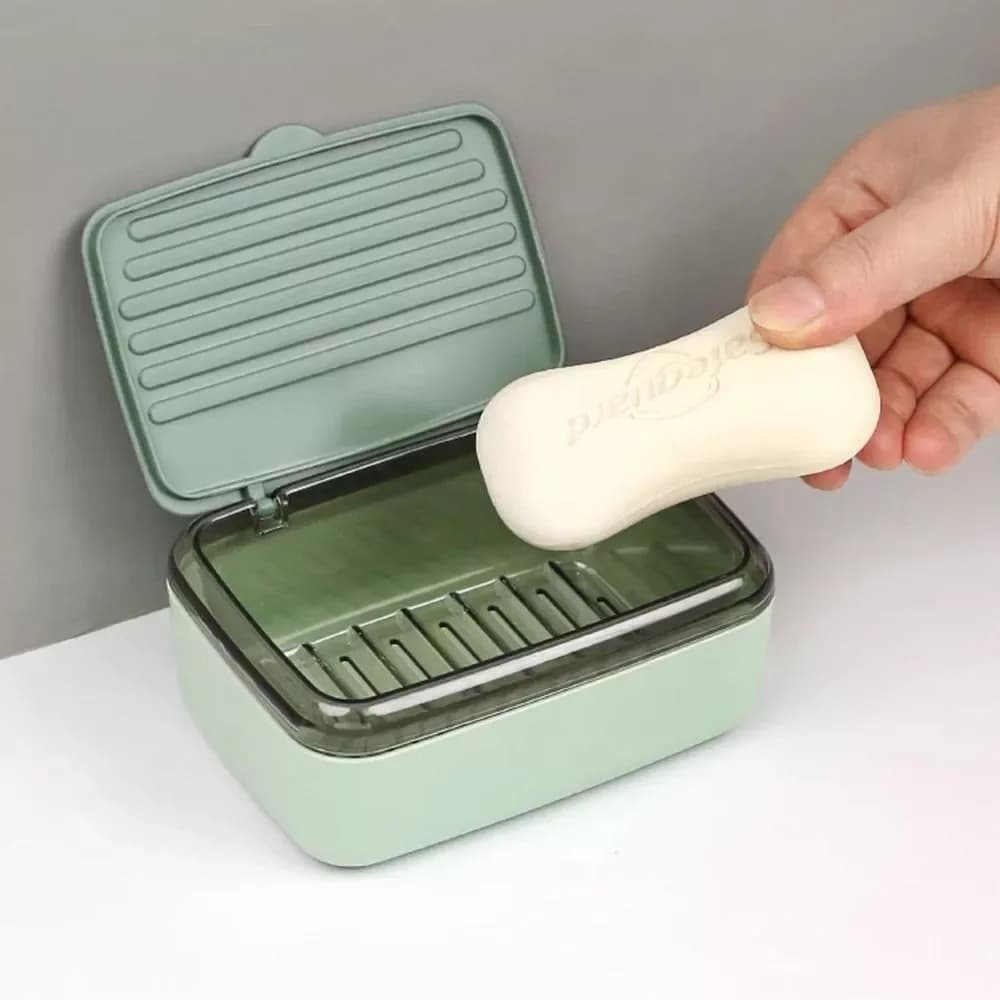 علبة صابون محمولة بطبقتين مع غطاء لحمل الصابون أثناء السفر إكسسوارات حمام - 4