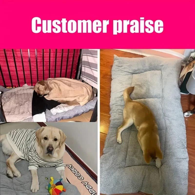 Oversized Plush Dog Cat Bed Sofa Crate Pad Ultra Soft Polyester Pet Mat for All Size Cats Dogs Adorable Rectangle Couch - 6