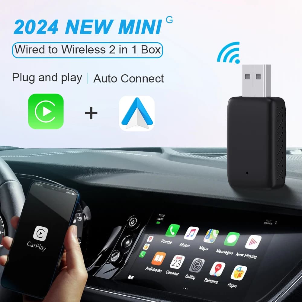 محول جديد لاسلكي CarPlay Android Auto 2 في 1 صندوق صغير ذكي USB تشغيل فوري بلوتوث واي فاي اتصال سريع عالمي صندوق Carplay - 2
