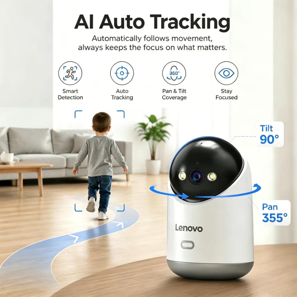 Lenovo 5MP 5G WiFi Camera Indoor Home Security IP Smart Baby Monitor Camera Color Night Auto Tracking Video Surveillance Camera - 4