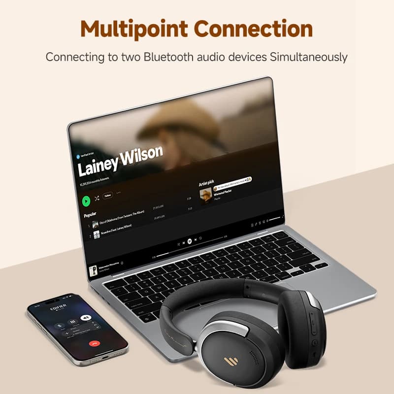 سماعات رأس لاسلكية Edifier Atom Max مع إلغاء الضوضاء النشط، بلوتوث V5.4، صوت عالي الدقة، سماعات أذن فوق الأذن - 6