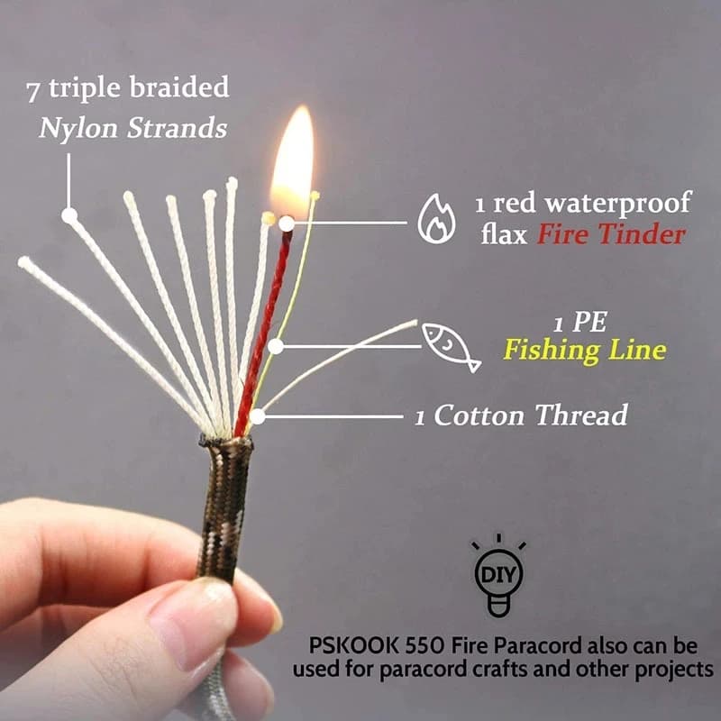 550 10-Core Paracord 4mm Outdoor Camping Survival Tool PE Fire Rope Fishing Cotton Line Parachute Hiking - 2