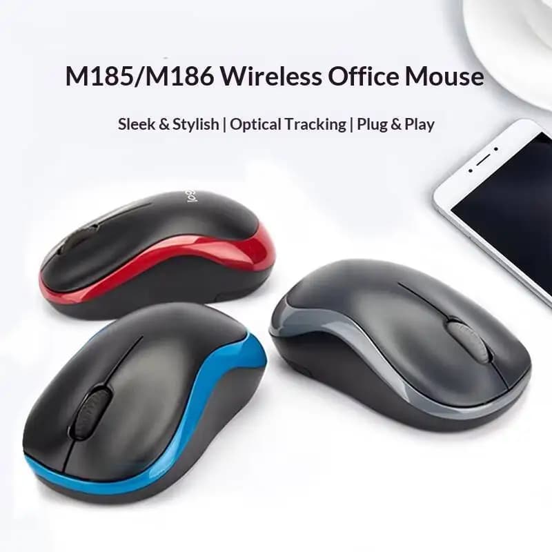 Logitech M185 Handy-Size Mouse 3 Buttons Quiet Scrolling 1 AA Battery 10m Range Home Office Travel Computer Accessory - 3