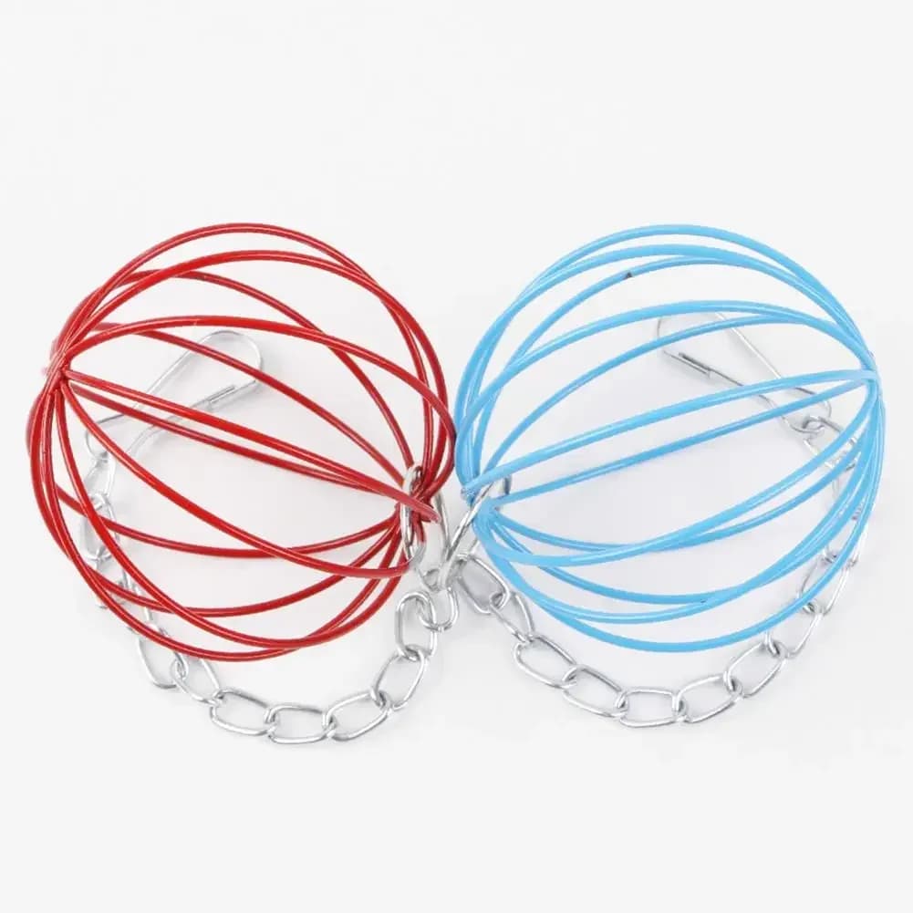 كرة علف معلقة بسلسلة طويلة، رف معدني صغير، مغذي علف للخنازير الغينية، لعبة للحيوانات الأليفة - 4