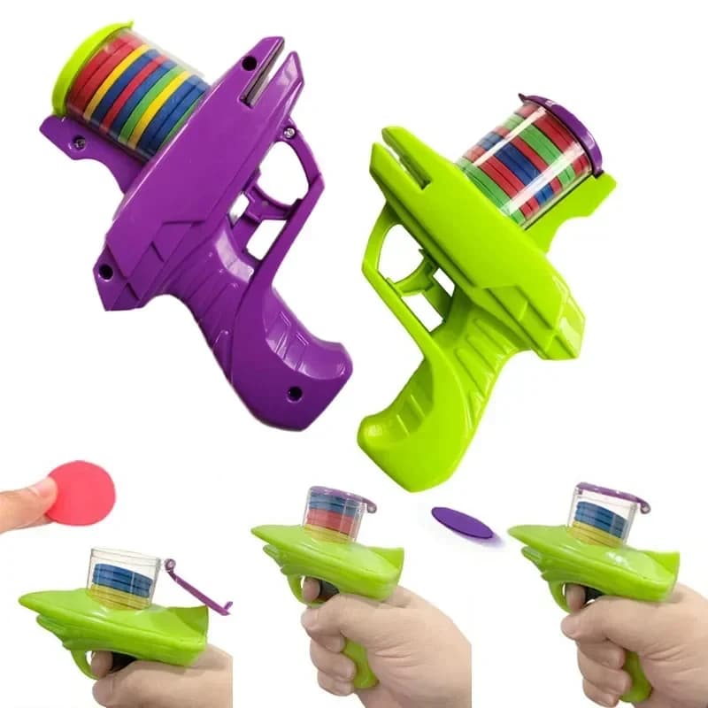 Double Player EVA Flying Disc Gun, Parent-Child Interactive Shooter Toy with Soft Bullets for Kids Outdoor Indoor Safety Game - 4