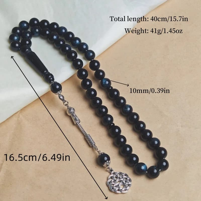مسبحة إسلامية 10 ملم 45 أكريليك تقليد شمع العسل ضوء النجوم سوار أذن واحد TASBIH ، مسبحة صلاة في الشرق الأوسط - 5