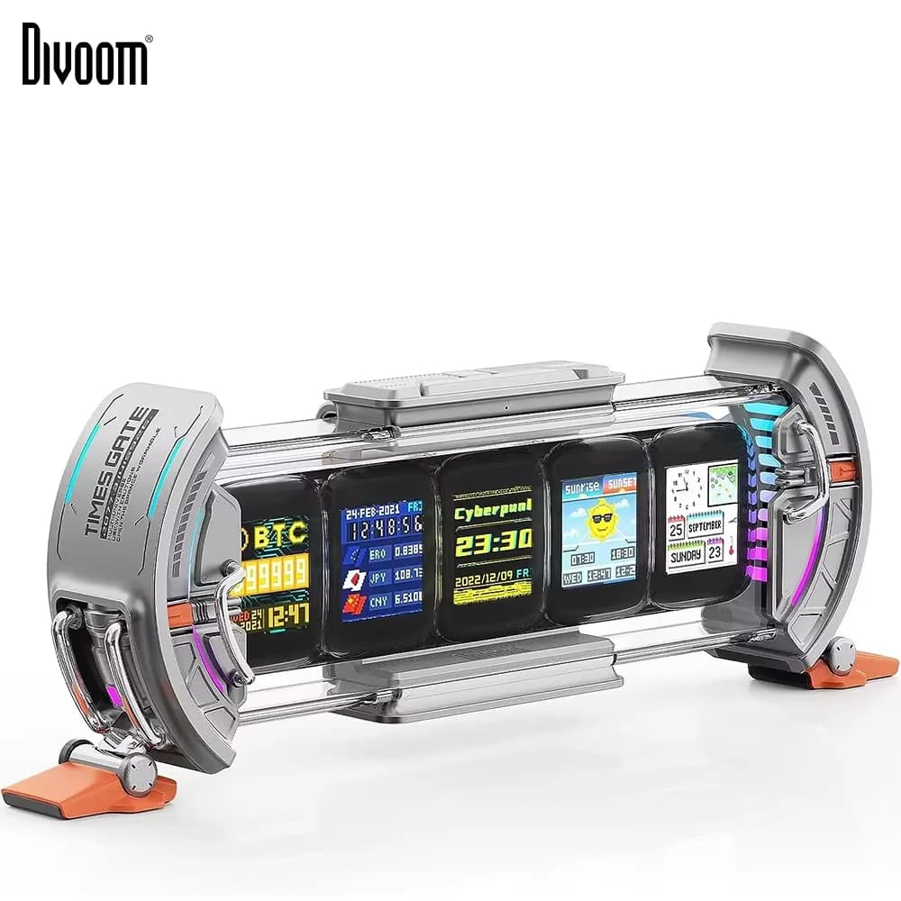ساعة رقمية Divoom Times Gate لإعداد غرفة الألعاب تحكم عبر تطبيق ذكي، اتصال واي فاي، شاشة LED RGB، ديكور مكتبي Cyberpunk